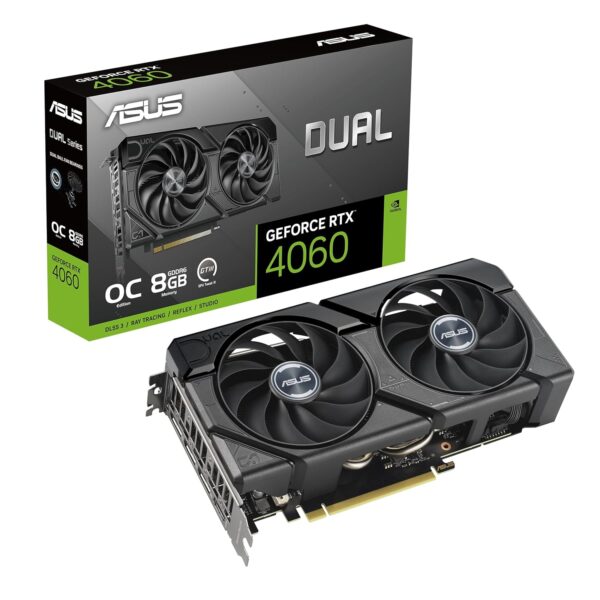 ASUS Dual GeForce RTX 4060 EVO OC Edition 8GB GDDR6 (PCIe 4.0, 8GB GDDR6, DLSS 3, HDMI 2.1a, DisplayPort 1.4a, Axial-Tech ventilatorontwerp, 0dB, Dual BIOS, Auto-Extreme...