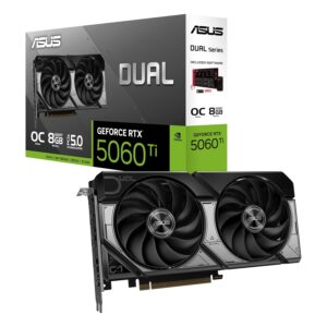 ASUS Dual GeForce RTX 5060 Ti 8 GB GDDR7 OC Edition Gaming grafische kaart (Nvidia GeForce RTX5060Ti DLSS 4, 2,5-sleuf ontwerp, PCIe 5.0, 3X DisplayPort 2.1b, 1x HDMI 2.1b, Dual...