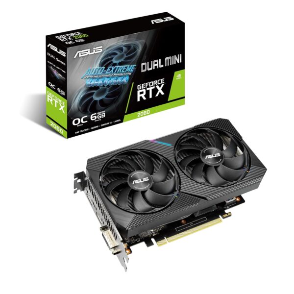 ASUS Dual Nvidia GeForce RTX 2060 6GB EVO OC Edition Gaming Grafikkarte (GDDR6 Speicher, PCIe 3.0, 1x HDMI 2.0b, 1x DVI, 1x DisplayPort 1.4, DUAL-RTX2060-O6G-EVO)