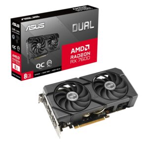 ASUS Dual Radeon RX 7600 EVO OC Edition 8GB GDDR6 Gaming grafische kaart, AMD Radeon RX7600, PCIe 4.0, 1x HDMI 2.1, 3X DisplayPort 1.4a, DUAL-RX7600-O8G-EVO)