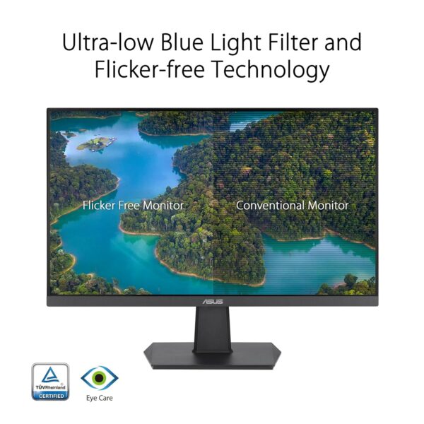 ASUS Eye Care VA27EHF | 27 inch Full HD-monitor | Frameloos, trillingsvrij, blauwlichtfilter, adaptieve synchronisatie | 1 ms MPRT, 100 Hz, 16:9 IPS-paneel, 1920x1080 | HDMI, zwart