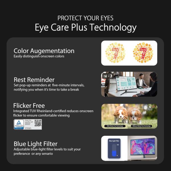 ASUS Eye Care VU249CFE-M 24 inch monitor (Full HD, 100Hz, Adaptive Sync, 15 Watt Power Delivery, USB-C met DP oude modus, HDMI, blauw lichtfilter, restherinnering, havermelk)