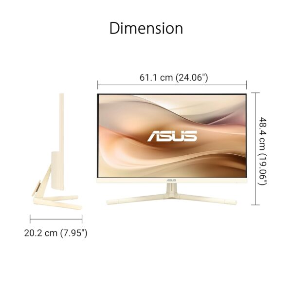 ASUS Eye Care VU249CFE-M 24 inch monitor (Full HD, 100Hz, Adaptive Sync, 15 Watt Power Delivery, USB-C met DP oude modus, HDMI, blauw lichtfilter, restherinnering, havermelk)