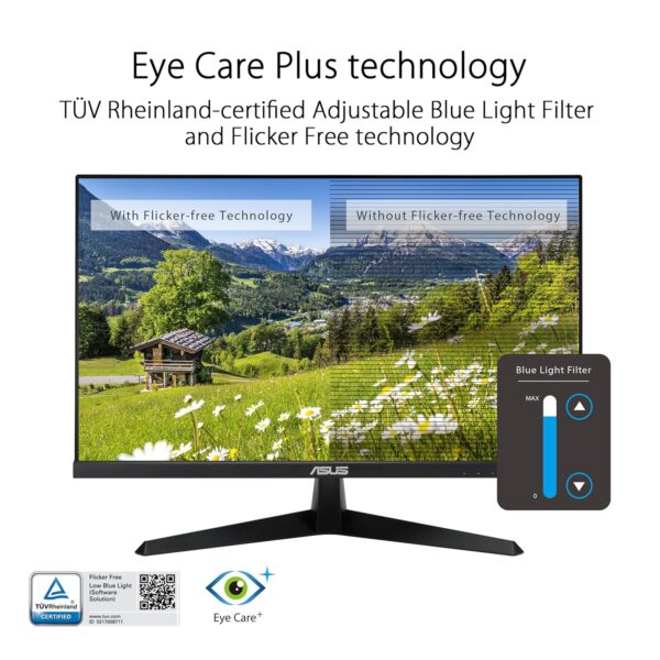 ASUS Eye Care VY249HF - 24 inch Full HD Monitor - 100 Hz, 1ms MPRT, AdaptiveSync - IPS Panel, Vesa 100x100, 16:9, 1920x1080, HDMI