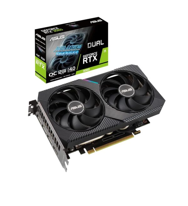 ASUS GeForce Dual RTX 3060 12 GB V2 OC Edition Gaming Grafische kaart (GDDR6 geheugen, PCIe 4.0, 1x HDMI 2.1, 3x DisplayPort 1.4a, Dual RTX3060-O12G-V2)
