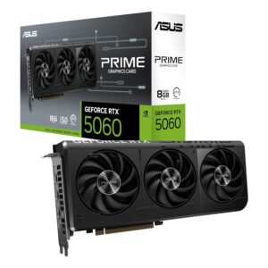 ASUS Prime GeForce RTX 5060 8GB GDDR7 Gaming Grafische kaart (Nvidia GeForce RTX5060 DLSS 4, 2.5-sleuf ontwerp, PCIe 5.0, 3X DisplayPort 2.1b, 1x HDMI 2.1b, PRIME-RTX5060-8G)