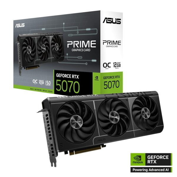 Asus Prime GeForce RTX™ 5070 GDDR7 12GB OC Edition - grafische kaart (PCIe 5.0, HDMI, Display 2.1, 2.5 sleuf, axiale ventilatoren, SFF-Ready)