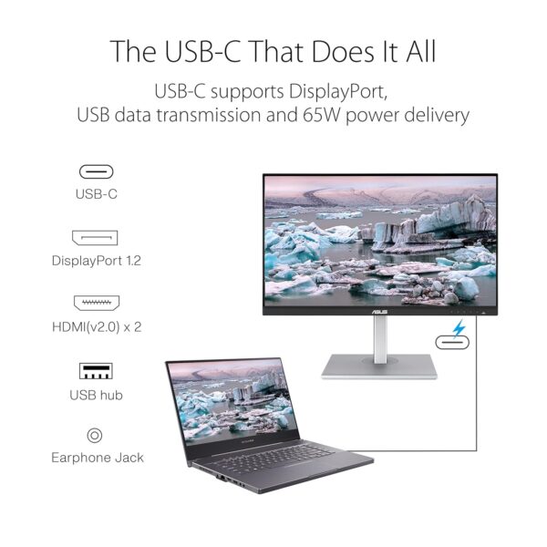 ASUS ProArt PA279CV | 27 inch 4K UHD Professionele Monitor | 16:9 IPS, 3840x2160 | Ergonomisch, Pivot, Calman, hoge kleurgetrouwheid, HDR 10 | DisplayPort, HDMI, 65W USB-C, USB-hub