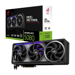 ASUS ROG Astral GeForce RTX 5080 16 GB GDDR7 OC Edition Gaming Grafische kaart (Nvidia GeForce RTX5080, vier ventilatoren, PCIe 5.0, 2x HDMI 2.1b, 3X DisplayPort 2.1a,...