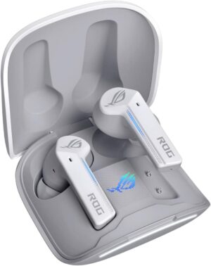 ASUS ROG Cetra True Wireless Moonlight White In-Ear Gaming hoofdtelefoon (actieve ruisonderdrukking (ANC), 27 uur batterijduur, draadloos opladen, touch-bediening, waterdicht, wit