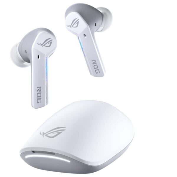 ASUS ROG Cetra True Wireless Moonlight White In-Ear Gaming hoofdtelefoon (actieve ruisonderdrukking (ANC), 27 uur batterijduur, draadloos opladen, touch-bediening, waterdicht, wit