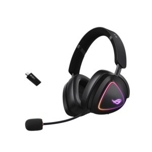 ASUS ROG Delta II Wireless Gaming Headset (50mm Titanium Drivers, ROG SpeedNova, 10mm Super-Wideband Mic, 153-HR Battery, DualFlow Audio, BT, 2.4GHz, 3.5mm, For PC, Switch, PS4,...