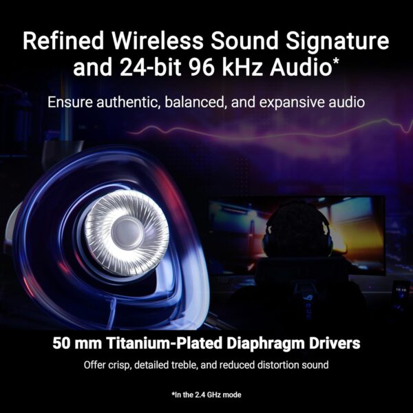 ASUS ROG Delta II Wireless Gaming Headset (BT, ROG SpeedNova 2,4 GHz, 3,5 mm, 50 mm titanium geplateerde drivers, 10 mm super Wideband Mic, 110HR batterij, DualFlow Audio, voor...