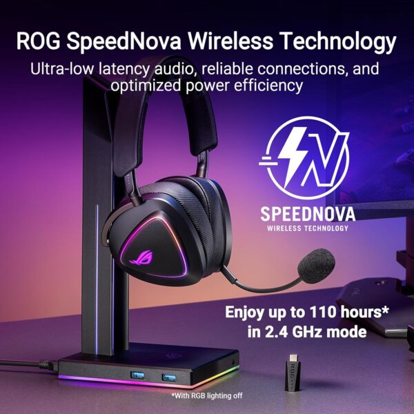 ASUS ROG Delta II Wireless Gaming Headset (BT, ROG SpeedNova 2,4 GHz, 3,5 mm, 50 mm titanium geplateerde drivers, 10 mm super Wideband Mic, 110HR batterij, DualFlow Audio, voor...