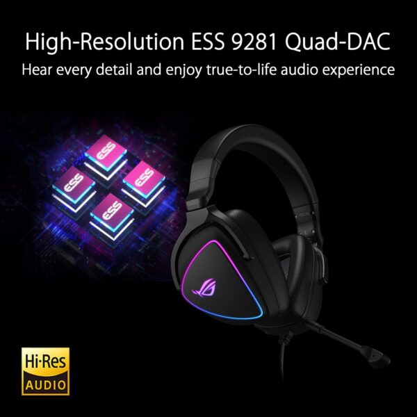 ASUS ROG Delta S USB-C gaming headset (wired, AI noise canceling, RGB lighting, compatible with PC, Nintendo Switch and Sony PlayStation 5)