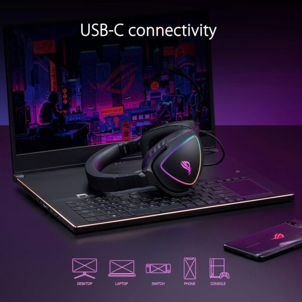 ASUS ROG Delta S USB-C gaming headset (wired, AI noise canceling, RGB lighting, compatible with PC, Nintendo Switch and Sony PlayStation 5)