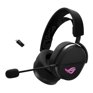 ASUS ROG Pelta Draadloze Gaming Hoofdtelefoon, 2,4 GHz en Bluetooth-verbinding, grote audio, authentiek en nauwkeurig, 50 mm titanium gecoate drivers, voor PC, Mac, PS, Switch,...