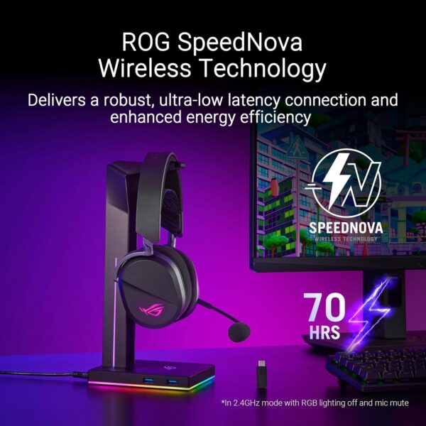 ASUS ROG Pelta Draadloze Gaming Hoofdtelefoon, 2,4 GHz en Bluetooth-verbinding, grote audio, authentiek en nauwkeurig, 50 mm titanium gecoate drivers, voor PC, Mac, PS, Switch,...