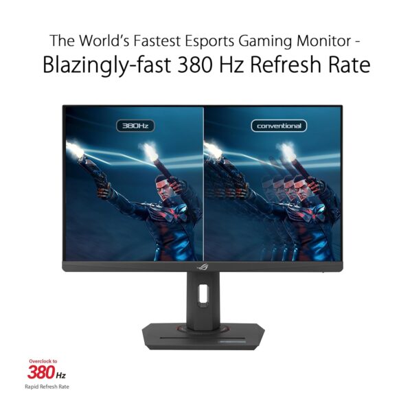 ASUS ROG Strix XG259QNS eSports Gaming Monitor — 25 inch (24.5 inch viewable) FHD (1920 x 1080), 380 Hz (OC), Fast IPS, 1 ms GTG (0.3 ms minimum), HDR