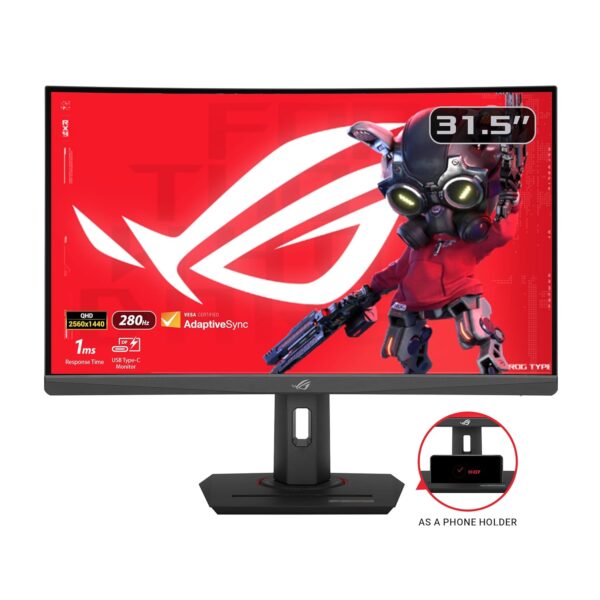 ASUS ROG Strix XG32WCMS USB Type-C Gaming Monitor – 32-inch (31.5 viewable) 2560x1440, Curved, 280Hz (Above 144Hz), 1ms (GTG), Fast VA, Extreme Low Motion Blur Sync, USB Type-C,...