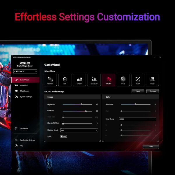 ASUS ROG Strix XG32WCS USB Type-C Gaming Monitor – 32-inch (31.5 viewable) 2560x1440, Curved, 180Hz (Above 144Hz), 1ms (GTG), Fast VA, Extreme Low Motion Blur Sync, USB Type-C,...