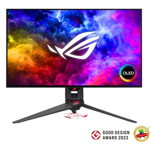 ASUS ROG Swift OLED PG27AQDM - 27 Zoll WQHD Gaming Monitor - 240 Hz, 0.03ms GtG, G-Sync, FreeSync, GameFast Input, HDR 10-10-bit OLED Panel, 16:9, 2560x1440