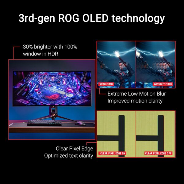 ASUS ROG Swift OLED PG34WCDM 34" Gaming Monitor (33,9 inch zichtbaar, 3440 x 1440, 800R gebogen OLED-paneel, 240Hz, 0,03 ms (GTG) responstijd, G-SYNC-compatibel, aangepaste...