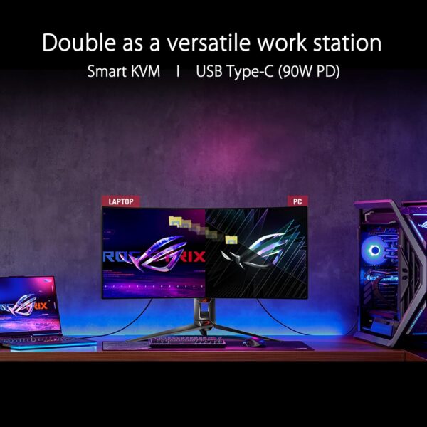 ASUS ROG Swift OLED PG34WCDM 34" Gaming Monitor (33,9 inch zichtbaar, 3440 x 1440, 800R gebogen OLED-paneel, 240Hz, 0,03 ms (GTG) responstijd, G-SYNC-compatibel, aangepaste...