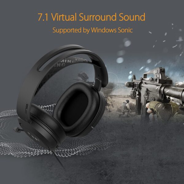 ASUS TUF Gaming H1 bedrade headset | Discord gecertificeerde microfoon, 7.1 surround sound, 40 mm drivers, 3,5 mm, lichtgewicht, voor pc, switch, PS4, PS5, Xbox One, Xbox Series...