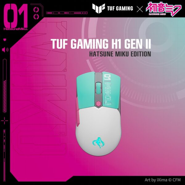 ASUS TUF Gaming H1 Gen II Hatsune Miku Edition (Bedrade USB-A50mm, 40 mm Essence Drivers, Virtual 7.1 Surround Sound, TeamSpeak-gecertificeerde microfoon, lichtgewicht 297 g,...