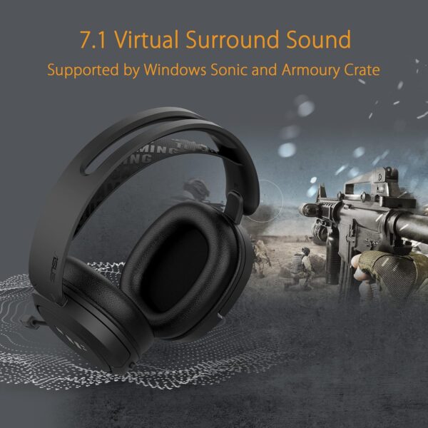 ASUS TUF Gaming H3 Gun Metal Gaming Headset with virtual 7.1 Surround, Tough stainless-steel headband and fast cooling ear cushions for PC, PS4, Xbox One and Nintendo Switch