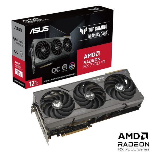 ASUS TUF Gaming Radeon RX 7700 XT OC Edition 12GB GDDR6 Gaming grafische kaart (AMD Radeon RX7700XT, PCIe 4.0, 1x HDMI 2.1, 3X DisplayPort 2.1, TUF-RX7700XT-O12G-GAMING)