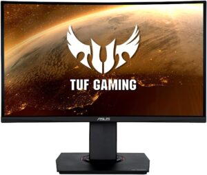 ASUS TUF Gaming VG24VQ Curved Gaming Monitor, 61 cm (24 inch), FHD (1920 x 1080, 144 Hz, 1 ms, Adaptive-Sync/FreeSync, Extreme Low Motion Blur, FreeSync, 1500R, Shadow Boost,...