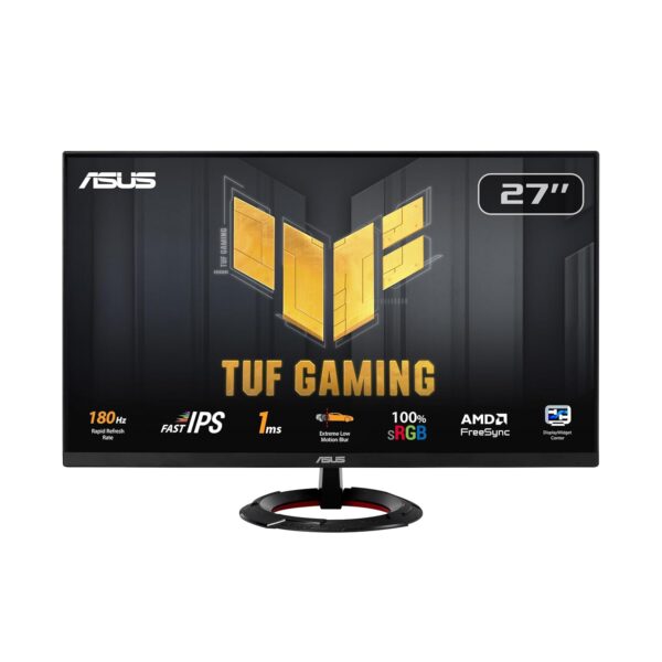 ASUS TUF Gaming VG279Q3R Gaming Monitor - 27 inch, Full HD (1920x1080), 180Hz, Fast IPS, Extreme Low Motion Blur™, 1ms (GTG), FreeSync™, Variabele Overdrive, 100% sRGB