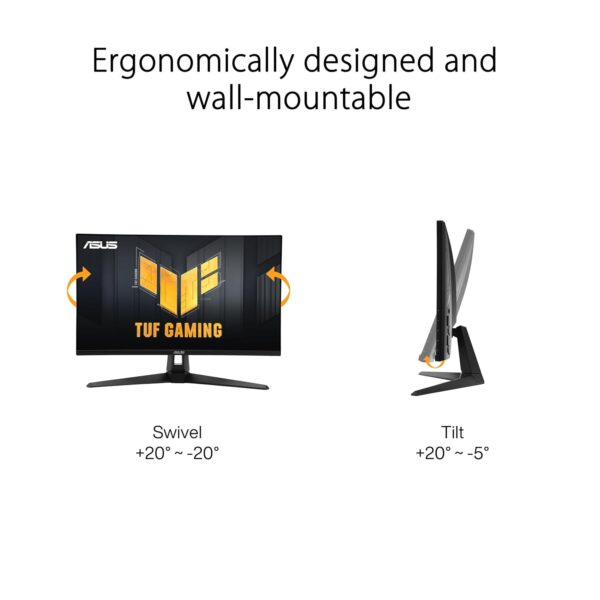 ASUS TUF Gaming VG27AQ3A 27 inch gaming monitor (QHD (2560x1440), 180Hz, Fast IPS, ELMB Sync, 1ms (GTG), Freesync Premium, G-Sync compatibel, variabele overdrive, 130% sRGB)