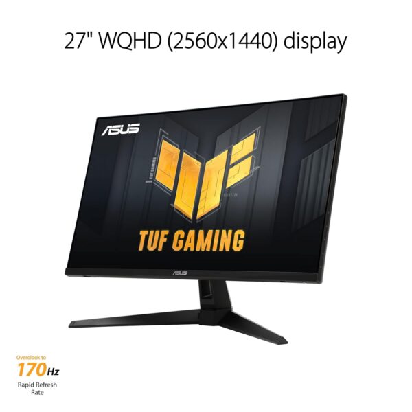 ASUS TUF Gaming VG27AQA1A | 27 inch WQHD Monitor | 170 Hz, 1ms MPRT, FreeSync Premium, HDR 10 | VA Panel, 16:9, 2560x1440, DisplayPort, HDMI, Speaker