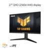 ASUS TUF Gaming VG27AQL3A Gaming Monitor – 27-inch, QHD(2560x1440), 180Hz, Fast IPS, ELMB Sync, 1ms (GTG), Freesync Premium™, G-Sync compatible, VESA AdaptiveSync Display 180Hz,...
