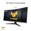 ASUS TUF Gaming VG34VQ3B Gaming Monitor – 34 inch WQHD (3440x1440), Curved, 180Hz, ELMB SYNC, FreeSync Premium, 1ms MPRT, 90% DCI-P3