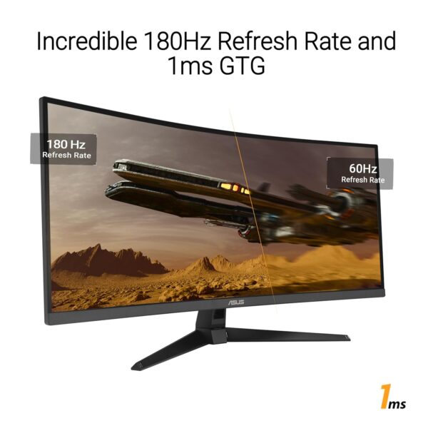 ASUS TUF Gaming VG34VQ3B Gaming Monitor – 34 inch WQHD (3440x1440), Curved, 180Hz, ELMB SYNC, FreeSync Premium, 1ms MPRT, 90% DCI-P3