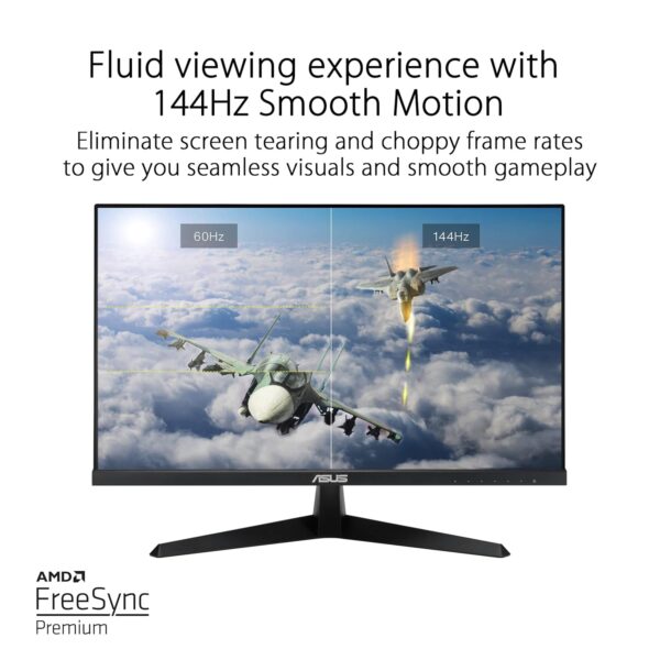 ASUS VY249HGE 24 inch Eye Care Gaming Monitor (FHD (1920 x 1080), IPS, 144Hz, IPS, SmoothMotion, 1ms (MPRT), FreeSync Premium, Eye Care Plus-technologie, blauwlichtfilter,...