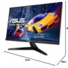 ASUS VY249HGE 24 inch Eye Care Gaming Monitor (FHD (1920 x 1080), IPS, 144Hz, IPS, SmoothMotion, 1ms (MPRT), FreeSync Premium, Eye Care Plus-technologie, blauwlichtfilter,...