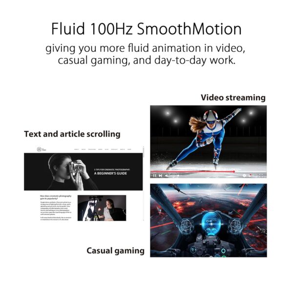 ASUS VZ24EHF 24 inch Eye Care Gaming Monitor (IPS, Full HD, frameloos, 100Hz, Adaptive-Sync, 1ms MPRT, HDMI, blauwlichtfilter, Flicker-Free technologie, wandmontage)