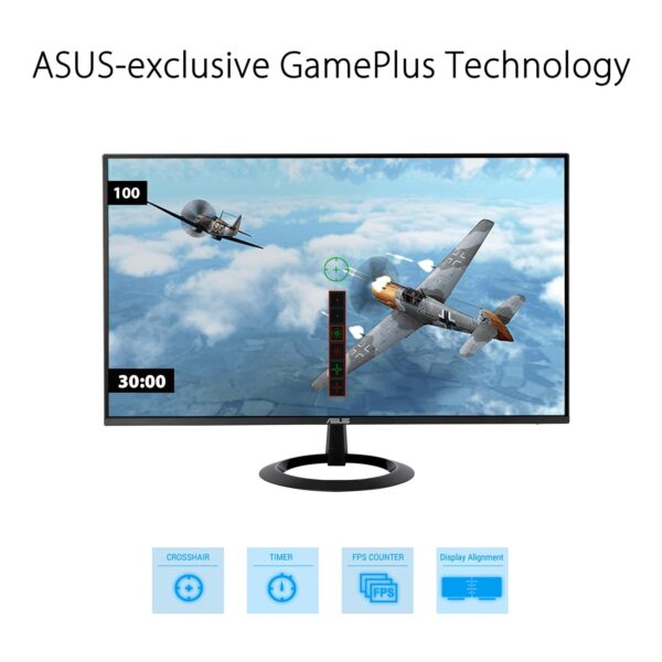 ASUS VZ24EHF 24 inch Eye Care Gaming Monitor (IPS, Full HD, frameloos, 100Hz, Adaptive-Sync, 1ms MPRT, HDMI, blauwlichtfilter, Flicker-Free technologie, wandmontage)