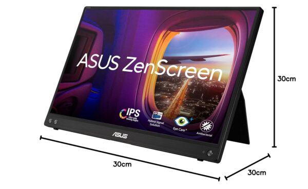 ASUS Zenscreen MB16ACV – laptopscherm 15,6 inch FHD – gaming of gaming – stroomvoorziening en weergave via USB-C of USB-A – IPS-plaat – 1920 x 1080 – 250 cd/m² – Flicker Free