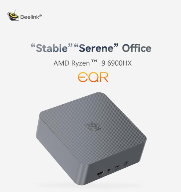 Beelink EQR6 Mini PC, AMD Ryzen 9 6900HX (8C/16T up to 4.9Ghz), 32G DDR5 RAM 500GB PCIe4.0 SSD Mini Computer, WiFi6, BT5.2, Dual HDMI, Dual 1000M LAN, USB3.2, Type-C