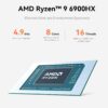 Beelink EQR6 Mini PC, AMD Ryzen 9 6900HX (8C/16T up to 4.9Ghz), 32G DDR5 RAM 500GB PCIe4.0 SSD Mini Computer, WiFi6, BT5.2, Dual HDMI, Dual 1000M LAN, USB3.2, Type-C
