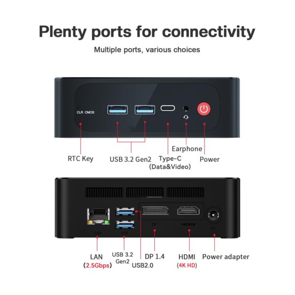 Beelink SER5 Mini PC, AMD Ryzen 5 5500U (6 Cores/12 Threads) up to 4.0GHz, Mini Computer with 32GB DDR4 RAM, 500GB NVME SSD, Micro PC with Dual Display 4K@60Hz, RJ45...