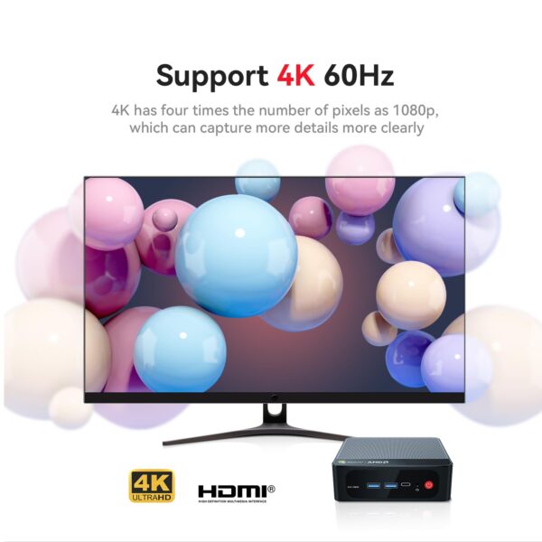 Beelink SER5 Pro Mini PC, AMD Ryzen 7 Pro 5825U 8-core 16-thread up to 4.5GHz, 16GB RAM, 500GB SSD, 4K display at 60Hz with support for up to 3 displays (HDMI/DP/Type-C)