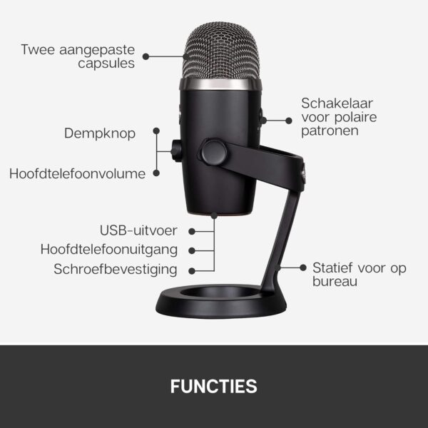 Blue Microphones Yeti Nano Premium - Professional Condenser USB Microphone with Multiple Pickup and Monitoring Patterns, Latency-Free, for Recording and streaming on PC and Mac,...
