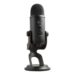 Blue Microphones Yeti - USB Microphone for Recording and streaming on PC and Mac, 3 Condenser capsules, 4 Pick-Up Patterns, Headphone Output and Volume Control, Black (Blackout)